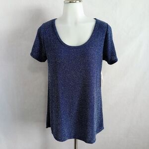 LuLaRoe Blue Metallic Silver Classic T NWT Women's Medium
